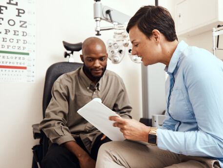 man having eye exam consultation